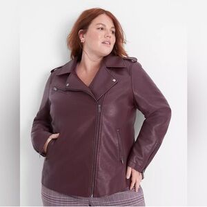 Lane Bryant Burgundy/Wine Faux Leather Jacket